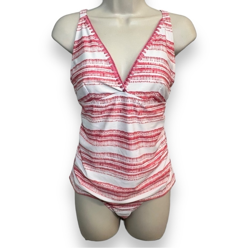 Talbots Cabana Life Coral Coast V-neck Tankini and High Waist Brief Size Medium